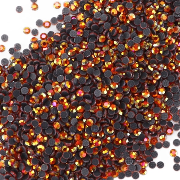 14400 st Flat Back Rhinestones Bländande Färgglada DIY Robusta Regnbågsfärgade Rhinestones Runda Pärlor för Manikyr Makeup Kumquat AB