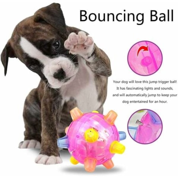 LED Hoppboll för Hund, Hoppaktivering, Luminous Gummiboll, Giftfria Blinkande Hoppbollar, Giftfri Husdjurs Flash Dance Boll med Färgglada LED
