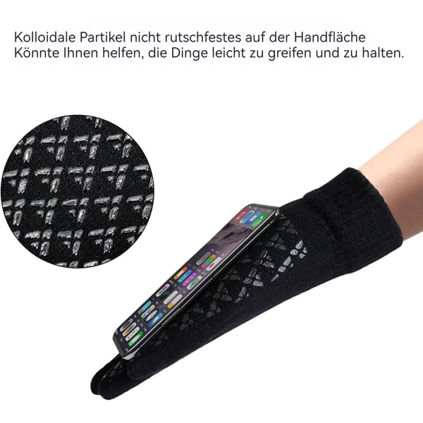 Herr Dam Unisex Stickade Vantar, Halkfria, Pekskärm, Termiska Fleece Sherpa Foder Vantar för Vinter Utomhussporter