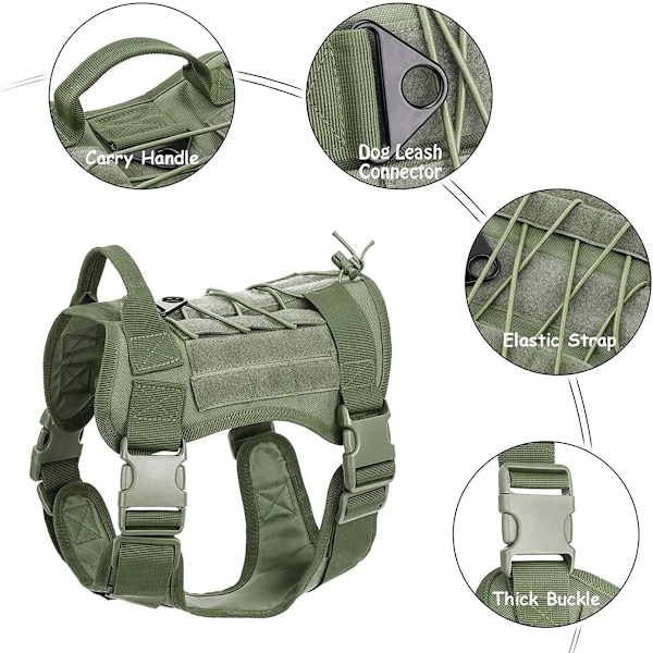 Justerbar Taktisk Hundsele, Militärklassade Material Molle System Väst med Kraftspridningsdesign, Ventilerande Mesh-vaddering, Anpassningsbar
