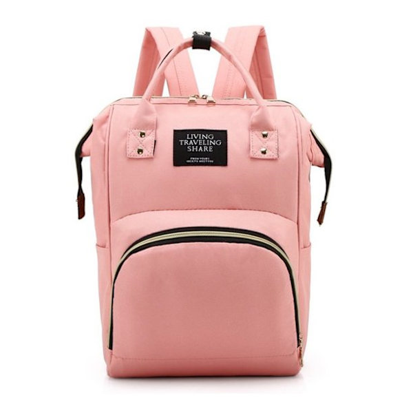 Vattentät och snygg blöjväska med isolerade fickor för babyvård, multifunktionell reseväska, rosa