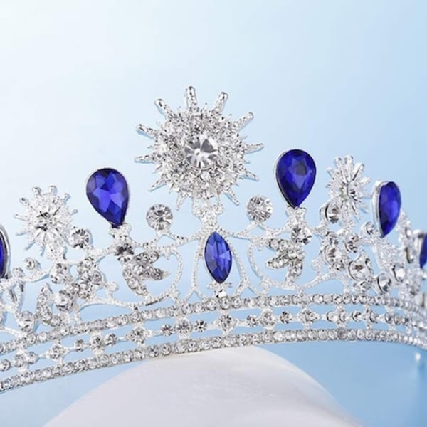 Bröllopshårtiara, legering, silver/blå