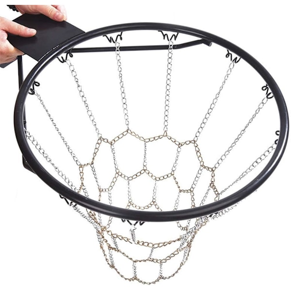 Kraftigt basketnät, galvaniserad stålkedja för släta, icke-upphöjda länkar, stängd spänndesign för enkel fastsättning på de flesta korgar