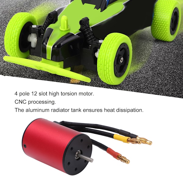 S3650 5200KV Vattentät Borstlös Motor 4-polig 12-spårig RC Bilmotor Tillbehör för 1/10 Fjärrstyrd Bil