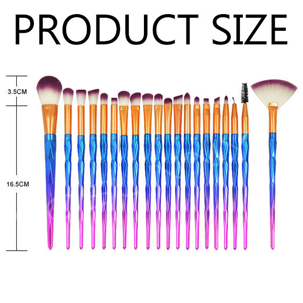 Sminkborste Set Eyeliner Fransar Läppar Kosmetika Verktyg Kit 20 st Grön