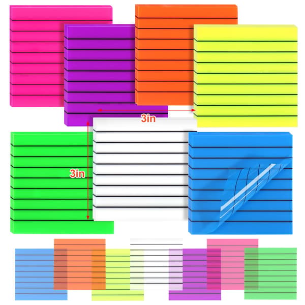 Super Sticky Lined Translucent Sticky Notes, Transparent Sticky Notes 3x3 Inch Clear With Smooth Writing Surface