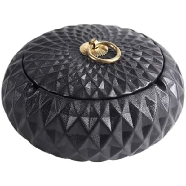 Tung Askkopp, Rund Form Med Lock Elegant Konstnärlig Målning På Ytan Cool Askkoppsdesign För Hemmakontor Inomhusdekoration
