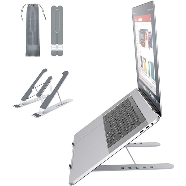 Laptopstativ, Justerbart Laptopstativ, Bärbart Laptopstativ, Vitt
