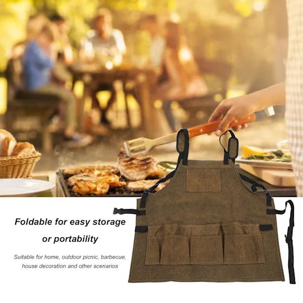 Butiksförkläde Stor Kapacitet Tvättat Canvas Material Fällbart Lera Färg Universell Stil Träbearbetning Förkläde för Grillning