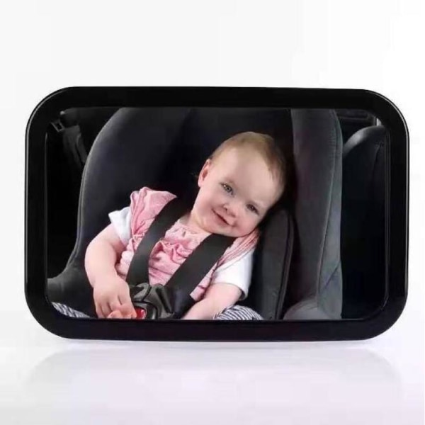 Bakspegel för spädbarn, stor babyspegel (30cmx19cm) med elegant soft-touch-yta, okrossbar och mycket enkel att montera