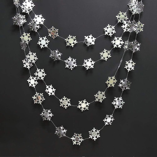 Silver Snowflake Garland for Winter Wonderland/Festdekoration JulgranHängande Dekor/Streamer/Banner för Frozen Birthday/Semester/Ny