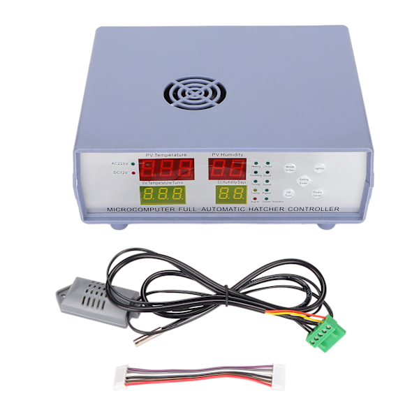 Inkubator Controller Automatisk AC DC Dubbel Strömförsörjning Äggkläckningsmaskin Controller med Temp Fuktighetssensor 220V