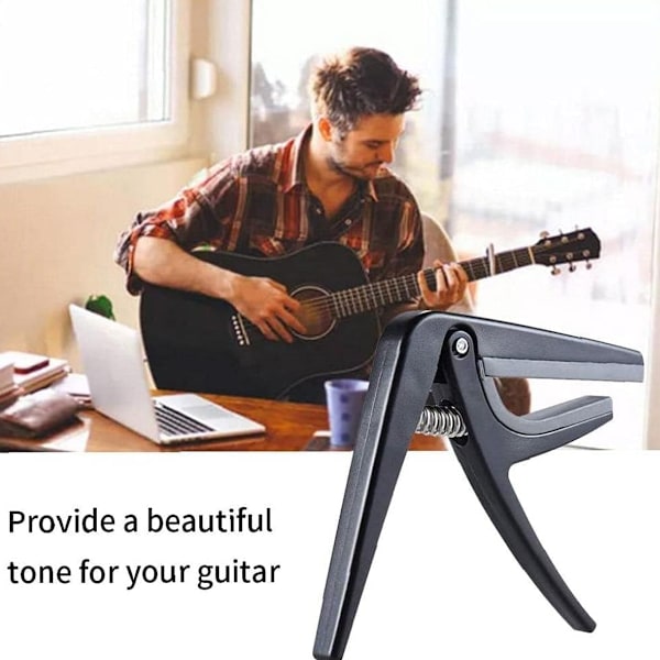 Capo för Elgitarr Akustisk Gitarr Stålsträng Ukulele Capo Metallmaterial Svart (1st, svart)