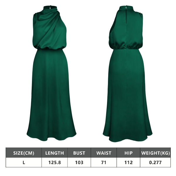 Elegant ärmlös halterneck satin sommar bröllop kvällsklänning för kvinnor (M)