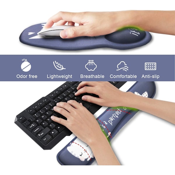 Tangentbord Musmatta handledsstöd Gel Ergonomiskt handledsstöd Stöd Musmatta $ halkfri gummibas med minnesskum handledsstöd Lämplig för bärbar dator Hem