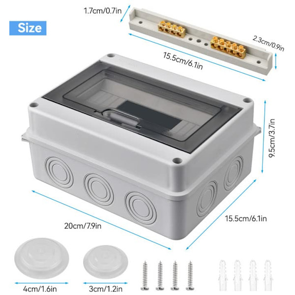 IP65 Utomhus Vattentät Elbox, 8 Moduler, ABS Plast Yta, Utomhus El Vattentät Kapsling Box, Kontrollskåp, Kopplingsdosa