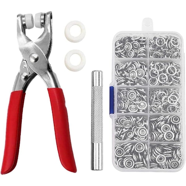 Tryckknapp, 150 set metalltryckknappar, metalltryckknappar, 9,5 mm metalltryckknappar, tryckknappar med tång, för DIY-verktyg sytillbehör