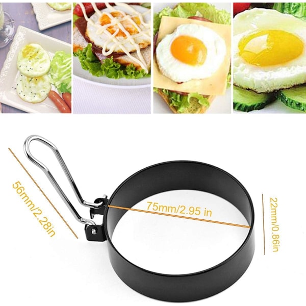 Professionell Äggform av Kockkvalitet för Stekpanna, Rund Äggring med Nonstick-beläggning, Perfekt för Frukostmackor, Multifunktionell