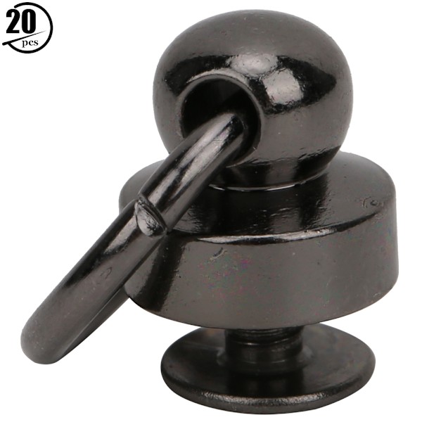 20 Set Stud Rivets 9mm Mässing O-Ring Huvudknapp Rivet Stud för LäderhantverkSvart