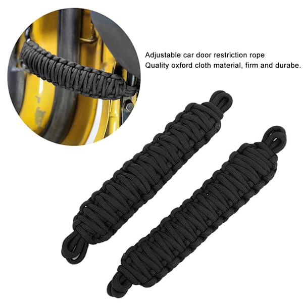 2 st Dörrbegränsningsrep Skydd Begränsningsrem Passar för Jeep Wrangler TJ 1997-2006 Svart
