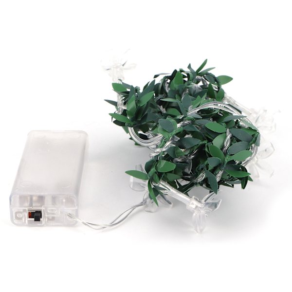 10LED Konstgjord Grön Blad Girlang Ljusslinga Hem Dekoration Ljusslinga Varm Vit Ljus för Hem Kök Trädgård Bröllop Vägg