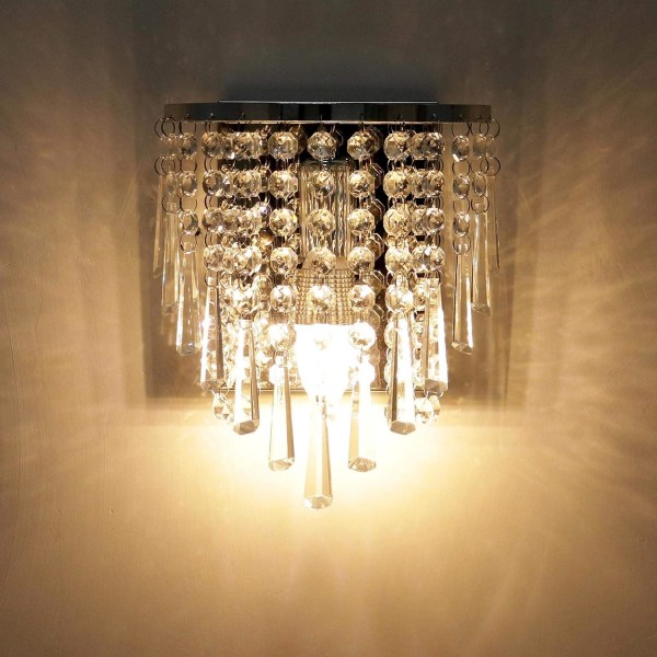Modern K9 Kristallvägglampa Inomhus Kristallvägglampa Krom Finish Rostfritt Stål E14 Lampfot för Sovrum Vardagsrum Hall Trapphus Flickrum