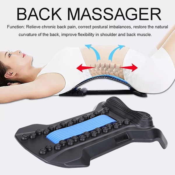 Ryggsträckare för lindring av smärta i nedre ryggen, ländryggsstöd med justerbar höjd, akupressurmassage för dekompression av ryggraden, ergonomisk