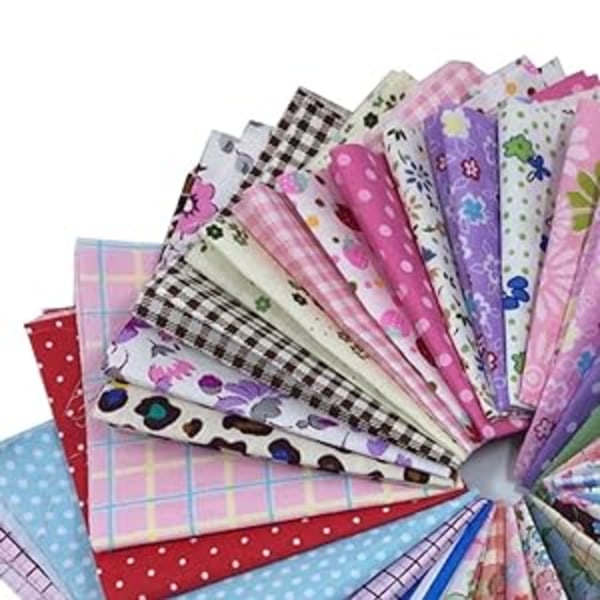 Förskurna blandade färger bomullstryckt tyg lapptäcke tyg lapptäcke sy tyg lapptäcke blomma prickar DIY sömnad quiltning handgjord hantverk