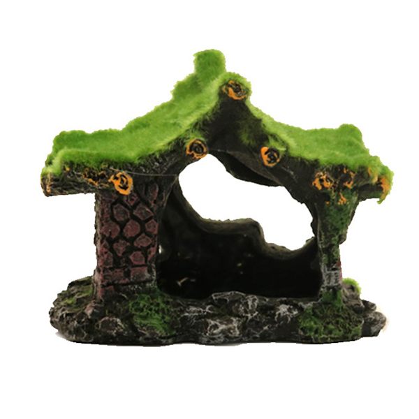 Akvarium Dekoration Hus Resin Hollow Hideout Hus, grotta prydnad