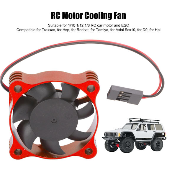 RC-kylfläkt Snabb värmeavledning Ersättningsmotor ESC-kylfläns för 1/10 1/12 1/8 RC-bil Röd
