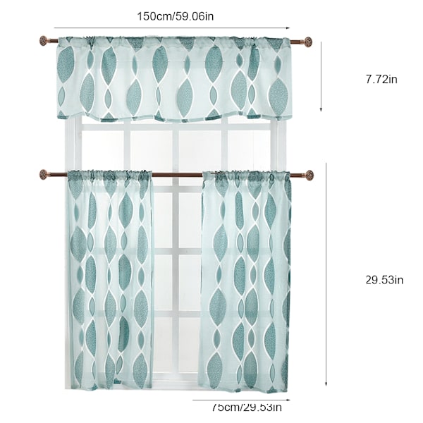 3 st / set Dubbel Färg Polyester Fönster Gardin Nyans Blackout Sovrum Vardagsrum (Grön)