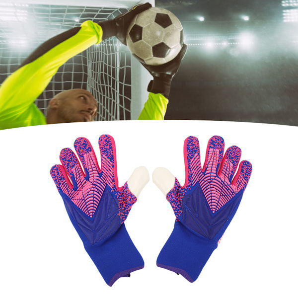 1 par målvaktshandskar fotbollsmålvaktshandskar latex starkt grepp andningsbara bekväma sporthandskar för träning lila storlek 10