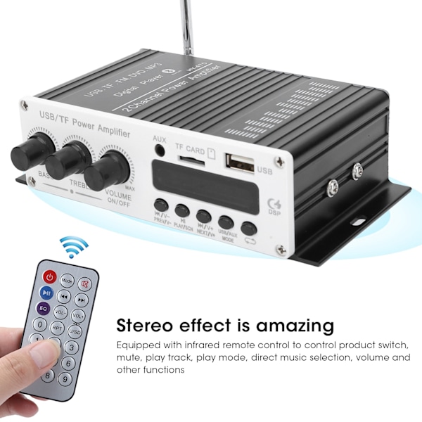 Kompakt multimedieforstærker, Hi-Fi stereo Bluetooth-lydforstærker til problemfri underholdning