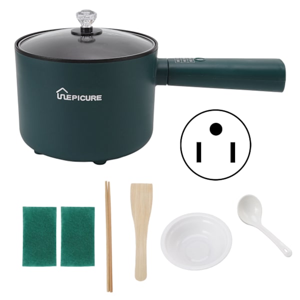 Elektrisk gryta Grön 1,8L Stor kapacitet Non Stick Multifunktionell Mini Elektrisk Hot Pot för sovsal US 110V