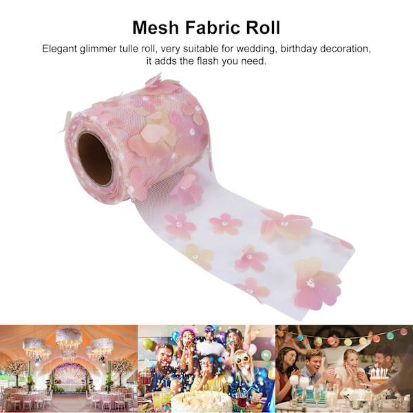 Tulle rulle färgglad gradient blomma rosett nät tyg rulle DIY material band röd