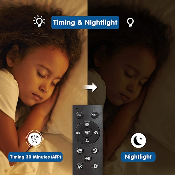 LED-taklampa i trä, 24 W dimbar inomhus rund taklampa med fjärrkontroll och app, automatisk timer för vardagsrum, sovrum kök hall 30 cm
