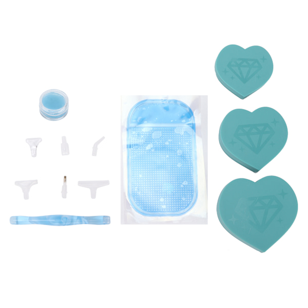 Rhinestone Målningsbrickor Ny Kärlek Hjärta Form DIY Multifunktionell Kristall Skärmning Förvaringsverktyg Set Blå Nummer 2