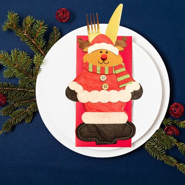 6-delt Festlig Bestikk Gledelig Jul Bestikkpose Sett