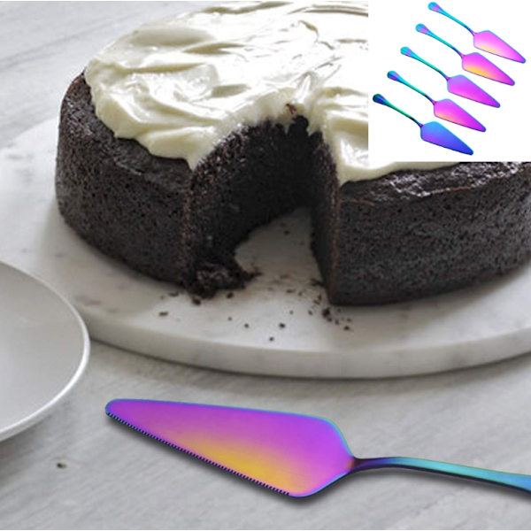 Frolahouse Paket med 6 Tårtspadar, Tårtserveringsset i Rostfritt Stål, Tårtskärare, Tårtspade
