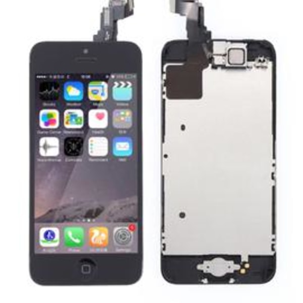 Iphone 5c Komplett Svart Skärm Premium Glas och Lcd Förmonterad på Chassi