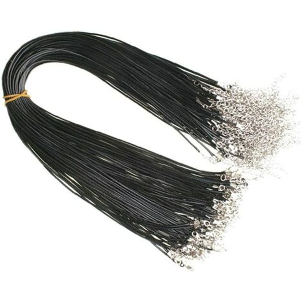 10 st svart vaxad rep snöre halsband konstläder flätat rep 1,5 mm kedjerem