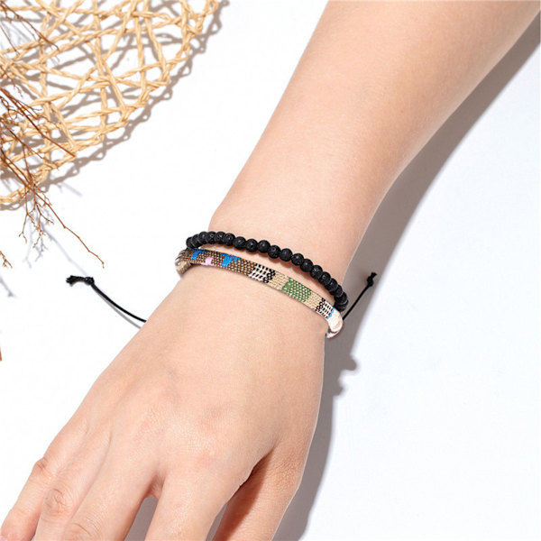 Boho Surfer Armband Set med 2, handgjorda pärlarmband och Boho tygarmband, etnisk hippiestil vattentäta armband, Sports Outdoor Women's