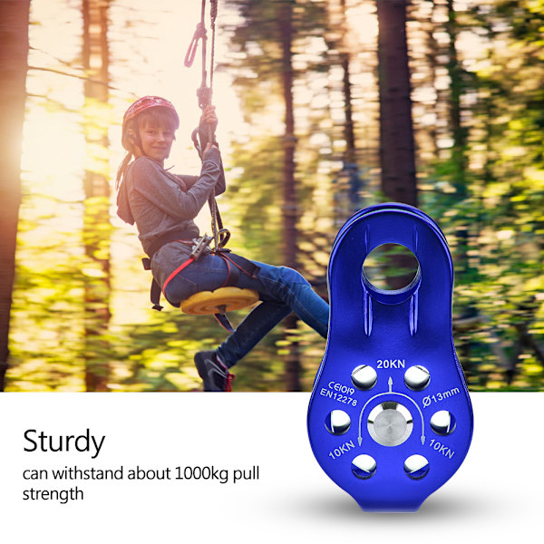 Klättertrissa med tre hål, mikrotrissa för zipline-sporter och dragning, lättviktskonstruktion i aluminiumlegering, hög hållfasthet, fin