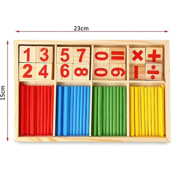 Montessori Math Toy Färgglada Miniräknare Stick trä siffror