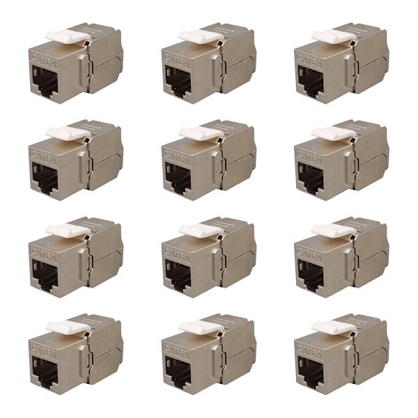 12x Keystone-modul Cat 6a - stp-kontakt - skärmad RJ45, montering, snäppfäste, bar kabel Cat 500 MHz, 10 Gbps