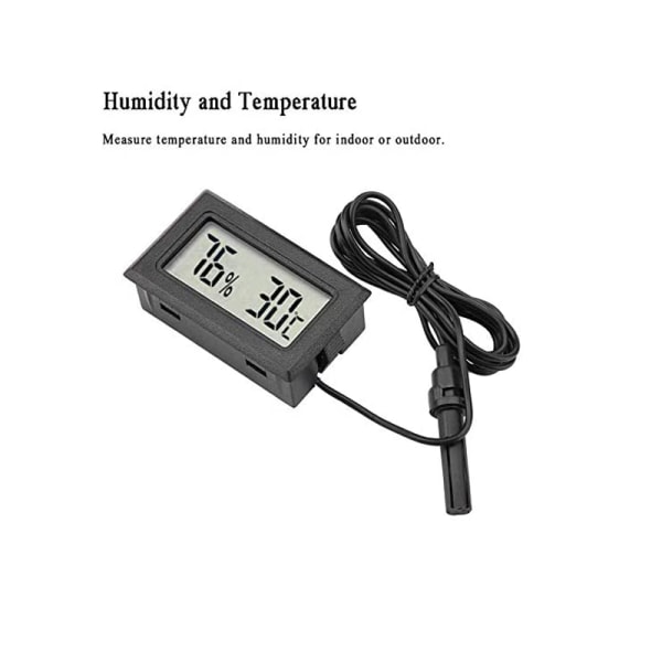 3x Mini LCD digital termometer Hygrometer Temperatur Fuktighetsmätare med extern sensor för kyl och frys akvarium