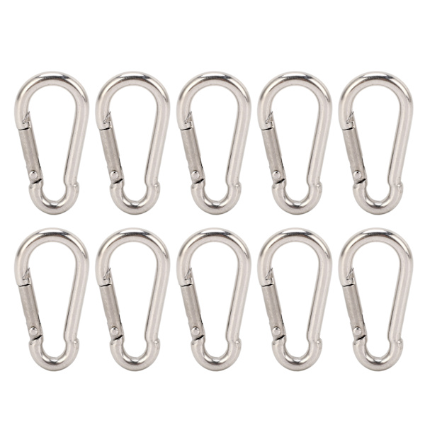 10 st Karbinhakar Fjäder Snabbkoppling Tung Duty Snabblänk 304 Rostfritt Stål för Fågelmatare 6MM