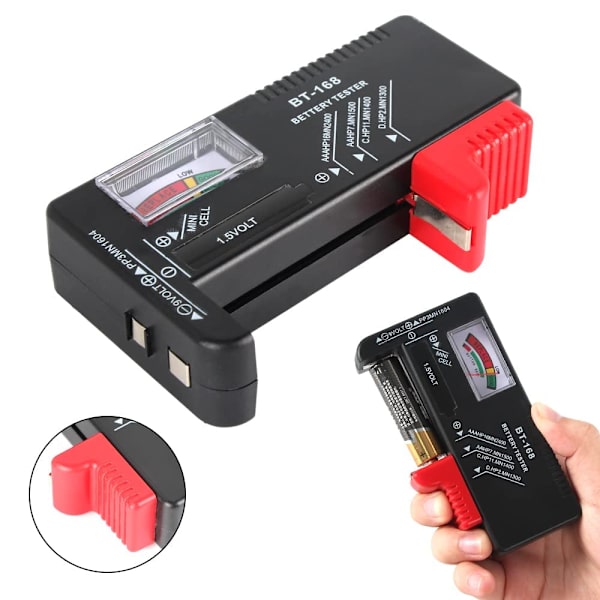 Batteritest, universell liten batteritest för AAA AA C D 9V 1,5V, knappcellsbatteritest - liten voltmätare för alla batterier