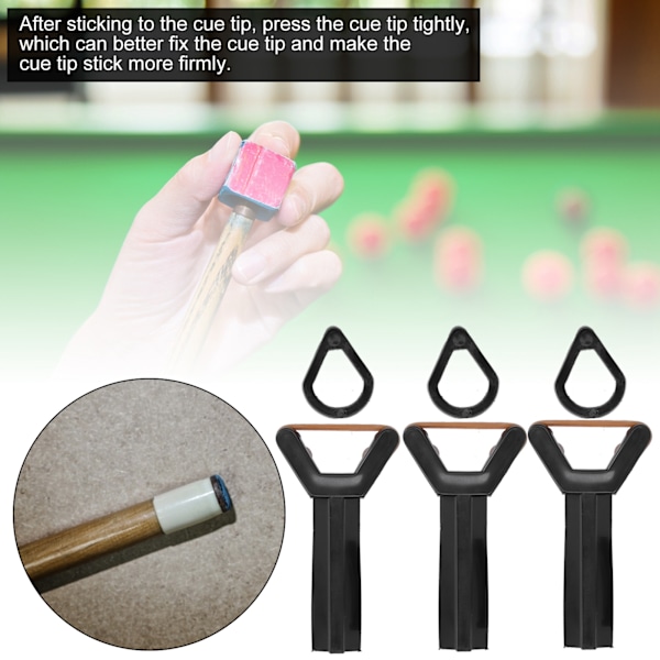 3 Set Snooker Biljard Pool Cue Tip Clamp Suppressor Elastisk Gummifäste Reparationsverktyg