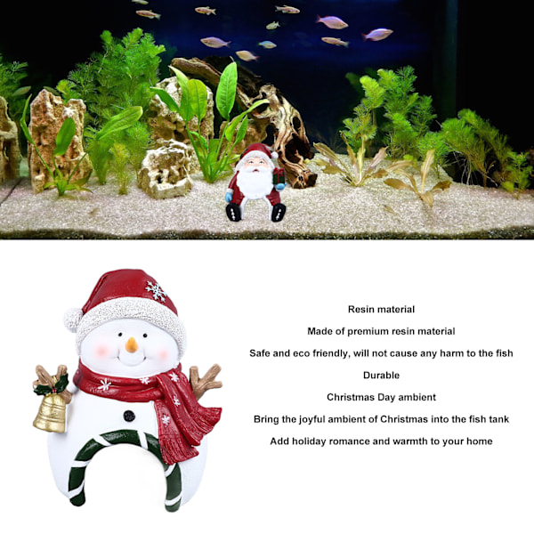 Jul Akvarium Dekoration Multifunktionell Landskapsarkitektur Resin Jul Fisk Tank Ornament för Akvarium Hem Kontor Jul Snögubbe